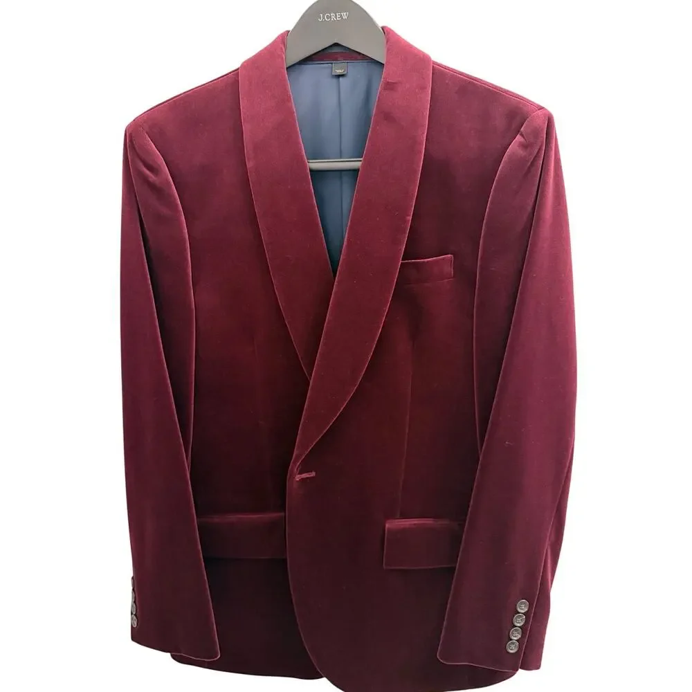 J.Crew Ludlow Shawl Collar Velvet Tuxedo Blazer Burgundy 40S